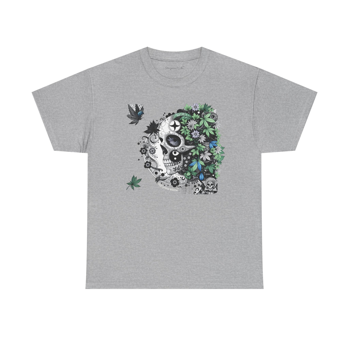 Blowing in the Wind - Skull and Leaves Unisex T-Shirt - Marijuana Widow