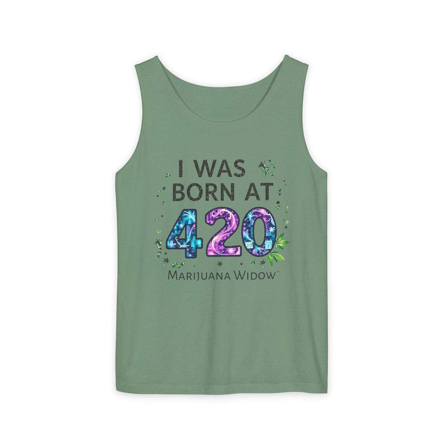 Born at 4/20 Tank Top – 'I Was Born At 420' Cannabis Graphic Tank - Unisex Tank Top