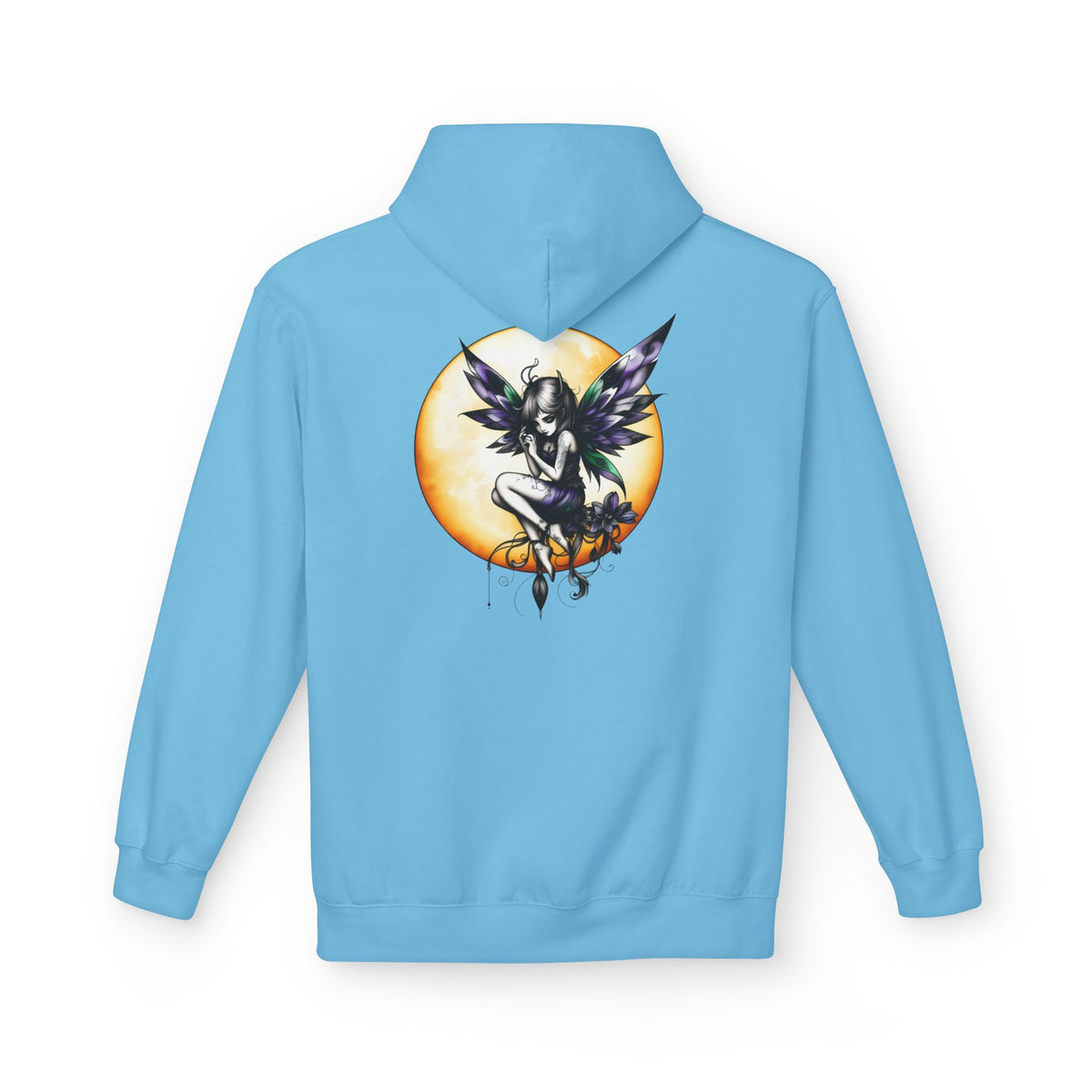 Fairy Moon Hoodie — Girl in the Moon - Fantasy Fairy with Crescent Moon Graphic