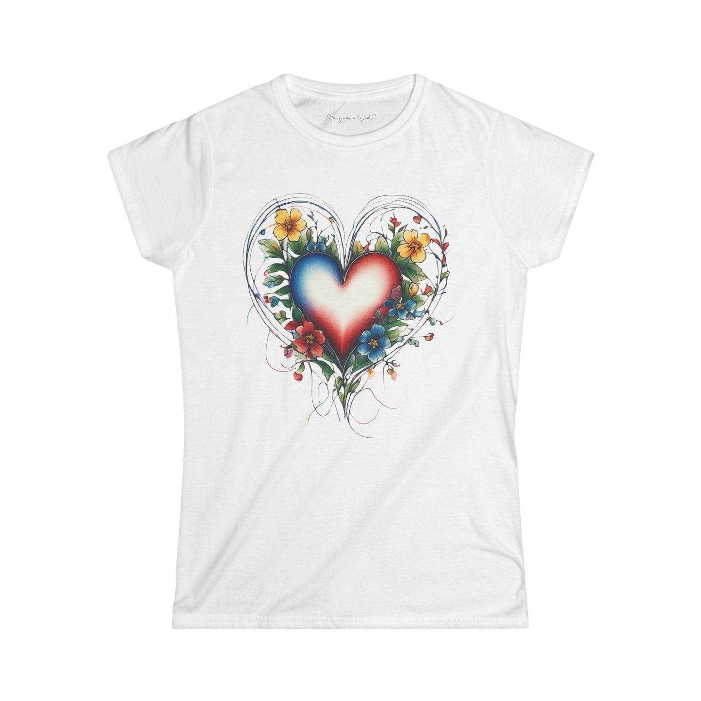 Floral Heart Women's Tee — Bright Heart Bloom Graphic Shirt