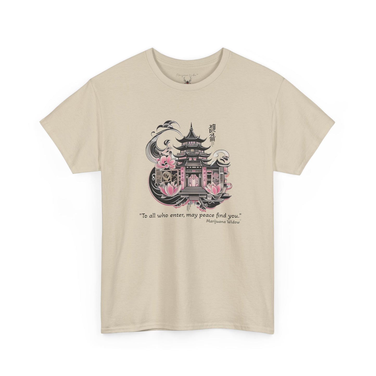 Japanese Temple Sakura T‑Shirt — Pagoda with Cherry Blossoms - Unisex T-Shirt