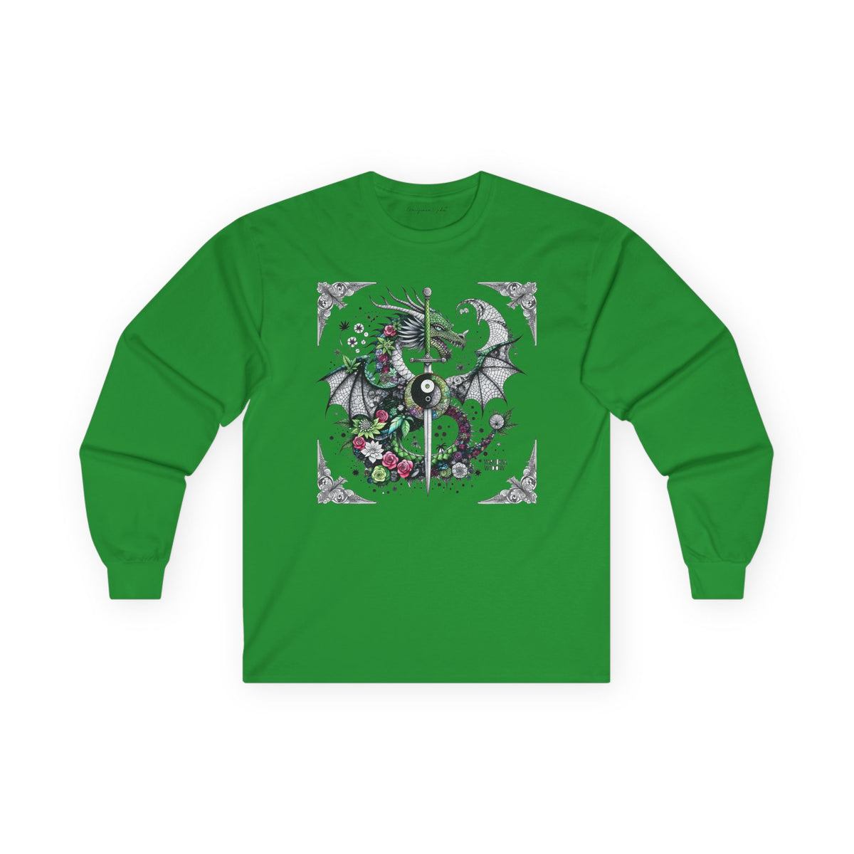 Dragon Slayer Long Sleeve Tee — Dragon with Sword Gothic Shirt - Marijuana Widow
