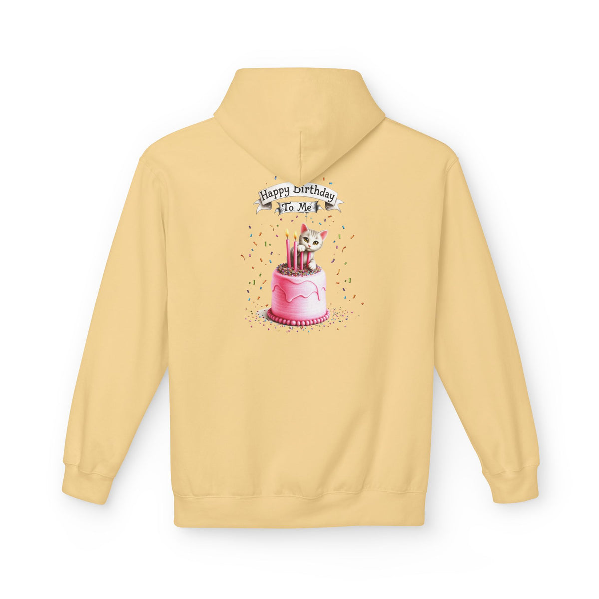 Fairy Butterfly - Happy Birthday to Me - Unisex Hoodie - Fairy and Cat with a Birthday Cake Sweatshirt - Marijuana Widow
