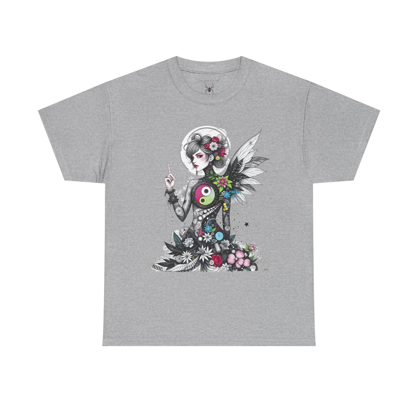Goddess Fairy Girl Ying Yang — Whimsical Botanical Art Unisex T-shirt