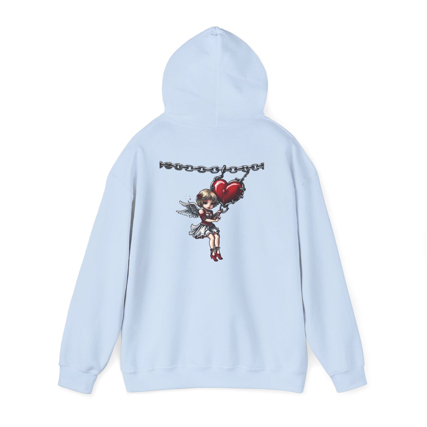 Cupid Girl Heart Necklace Hoodie – Cute Romantic Graphic Unisex Sweatshirt