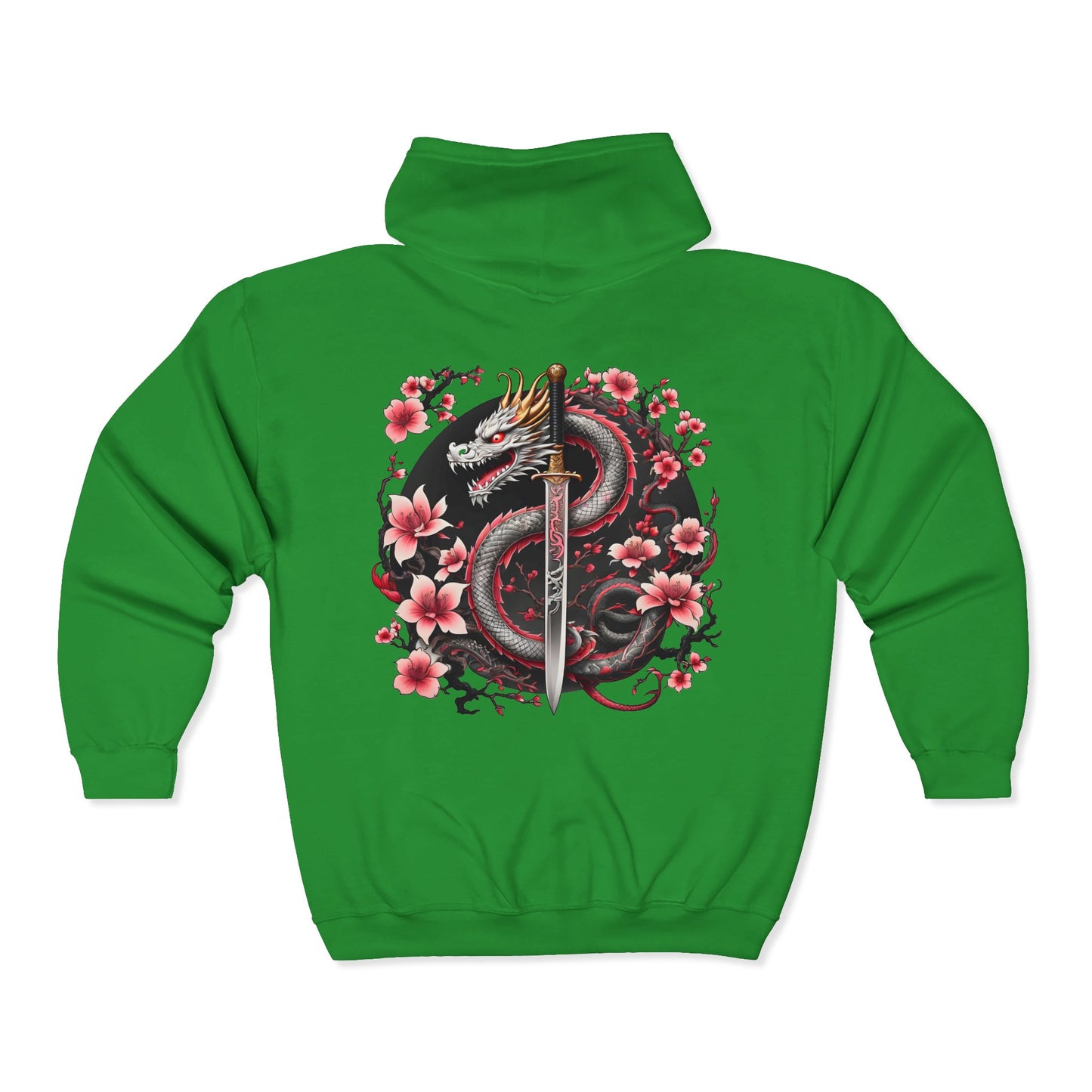 Black Dragon, Black Moon - Dragon Dagger Zip Hoodie – Sakura Sword Back Graphic