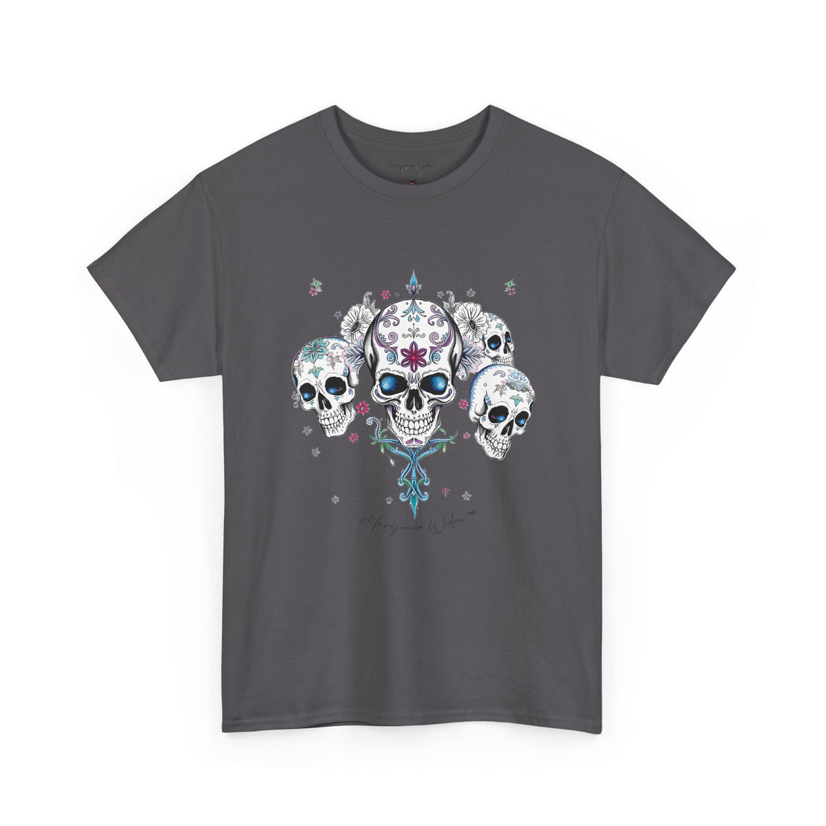 Dia de Los Muertos - Skulls - Blue Pink Green - Unisex T-shirt - Marijuana Widow