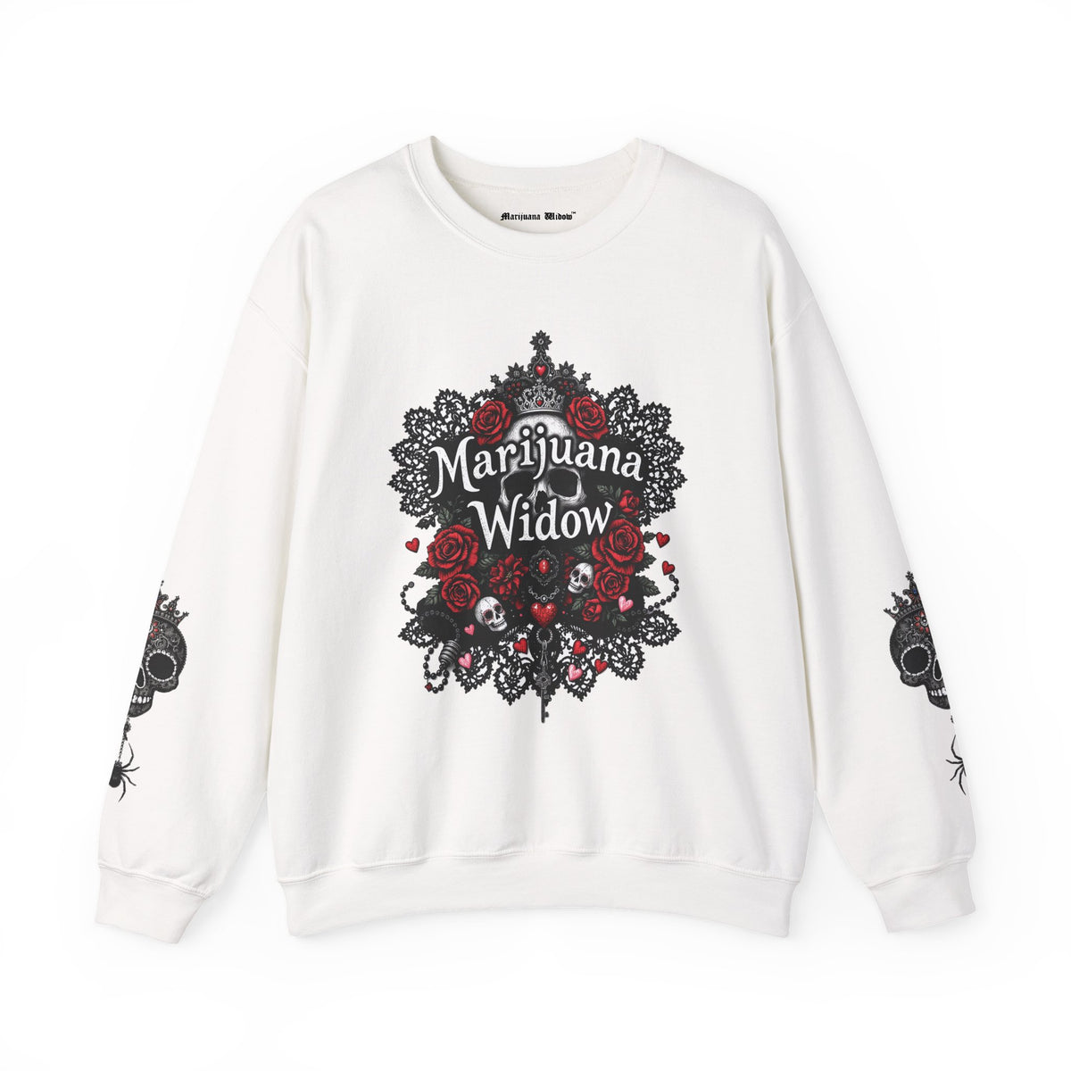 Marijuana Widow "Love My Skulls" Floral Crewneck Sweatshirt - Marijuana Widow