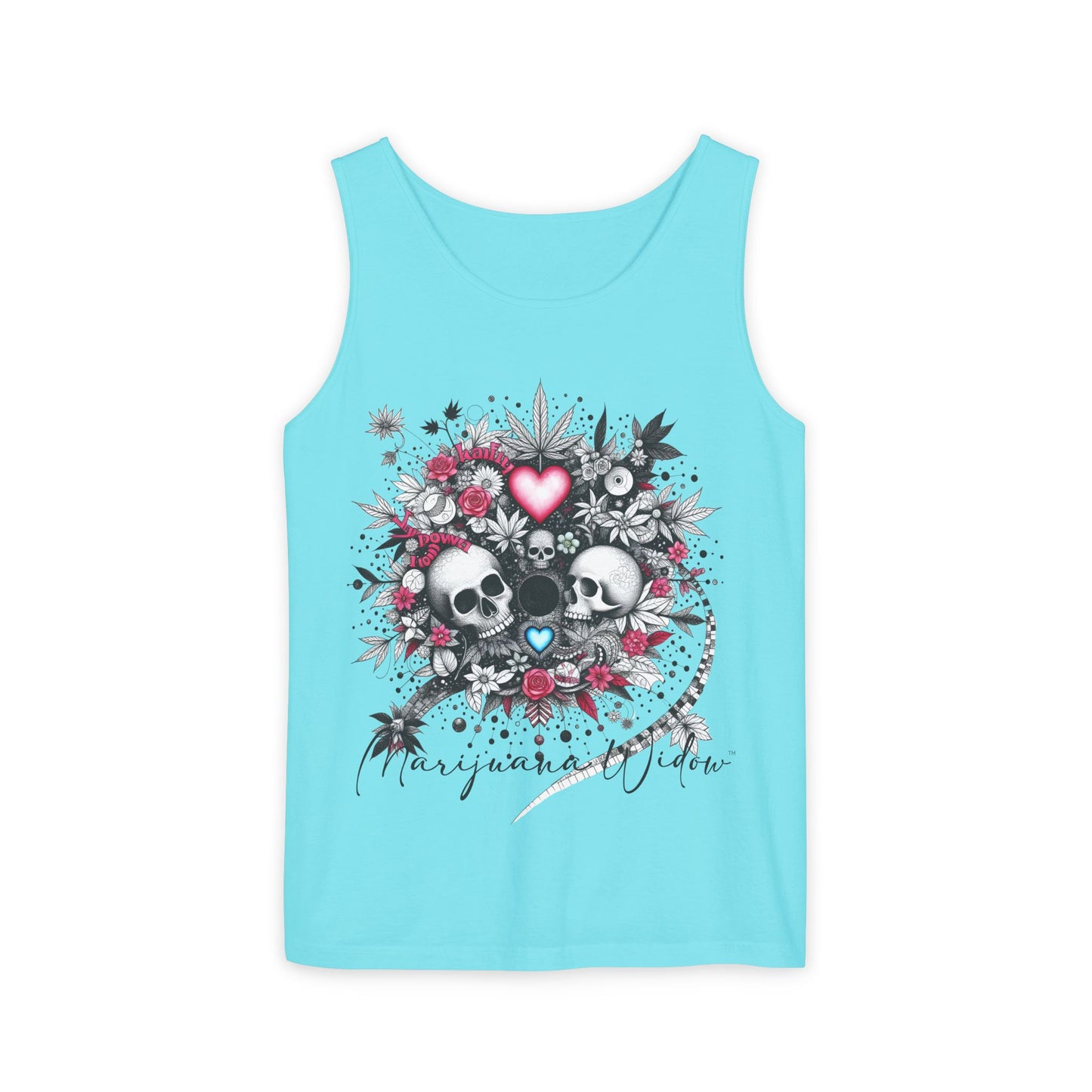 Skull & Roses Tank Top — Romantic Gothic Floral Graphic - Unisex Tank Top
