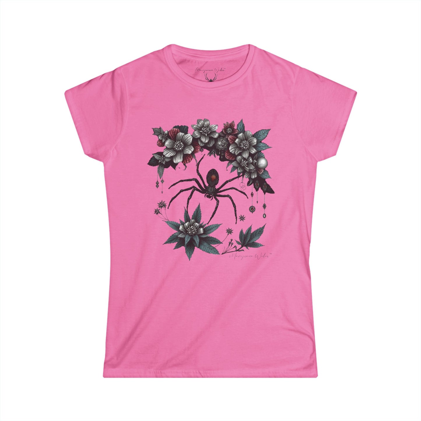 Bejeweled Black Widow Spider Floral - Women's Tee