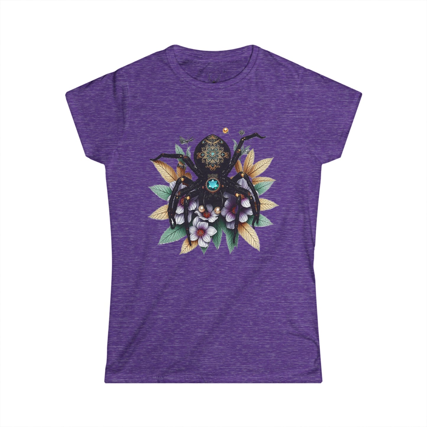 Bejeweled Black Widow Spider - Floral Pearl - Women's Tee