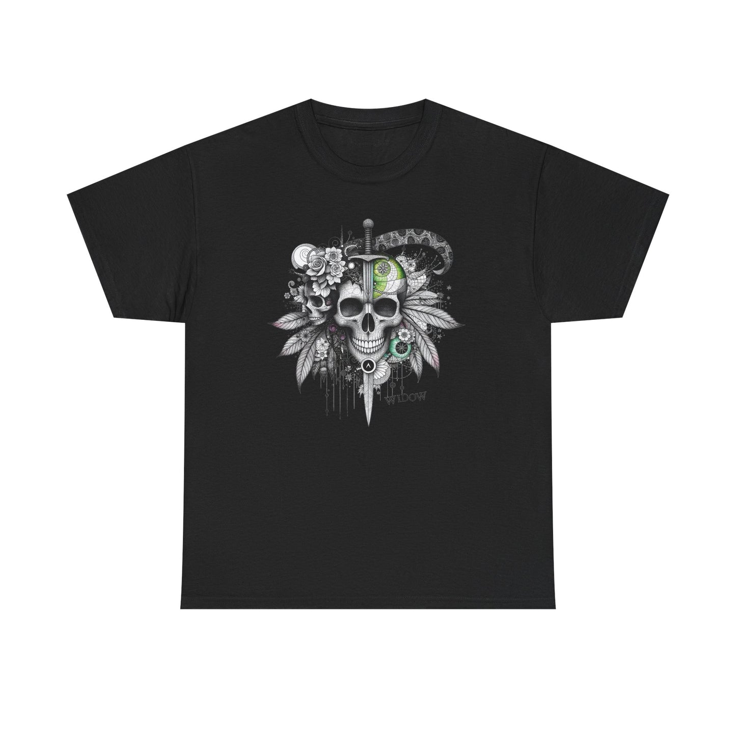 Outta My Mind - Skull Dagger Floral Tee — Gothic Skull Graphic Unisex T-Shirt