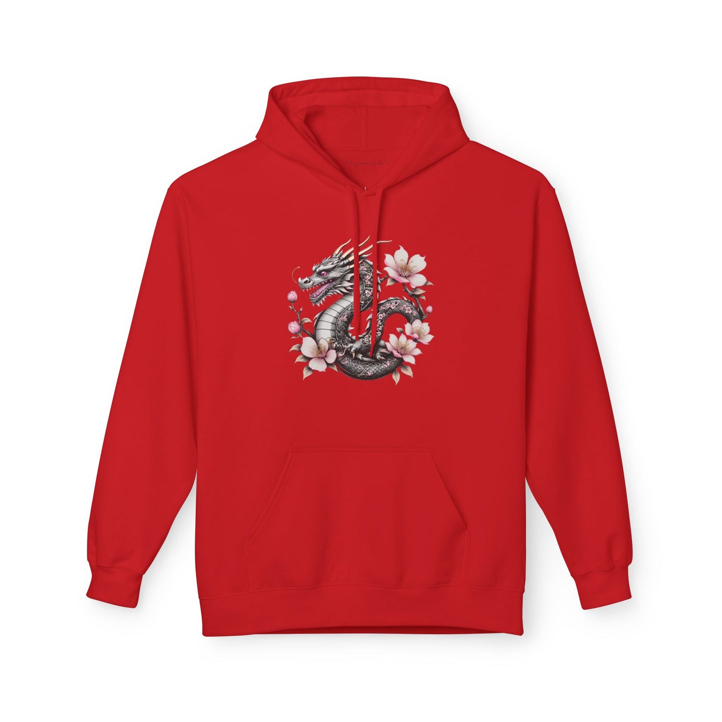 Asian Influence - Floral Dragon Hoodie – Watercolor Sakura Yin-Yang Design - Unisex Sweatshirt