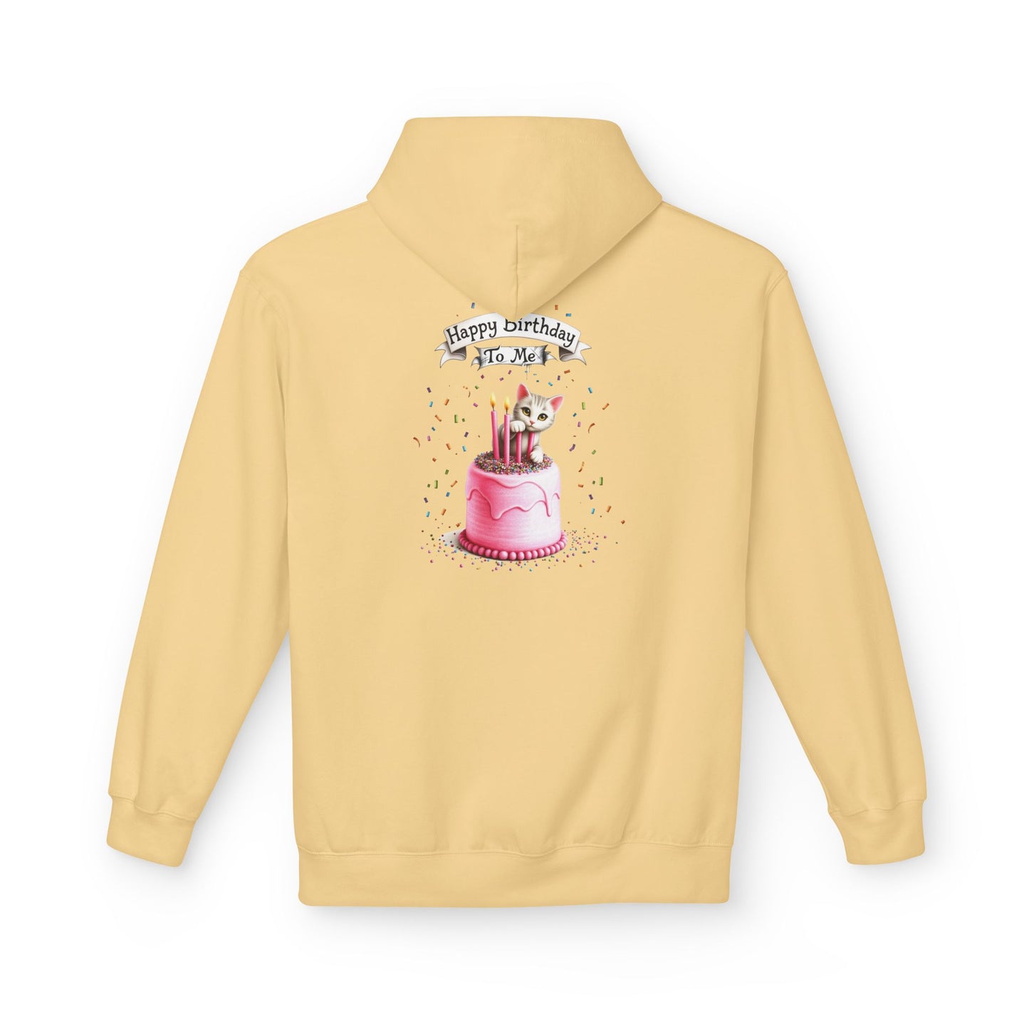 Fairy Butterfly - Happy Birthday to Me - Unisex Hoodie - Fairy and Cat with a Birthday Cake Sweatshirt
