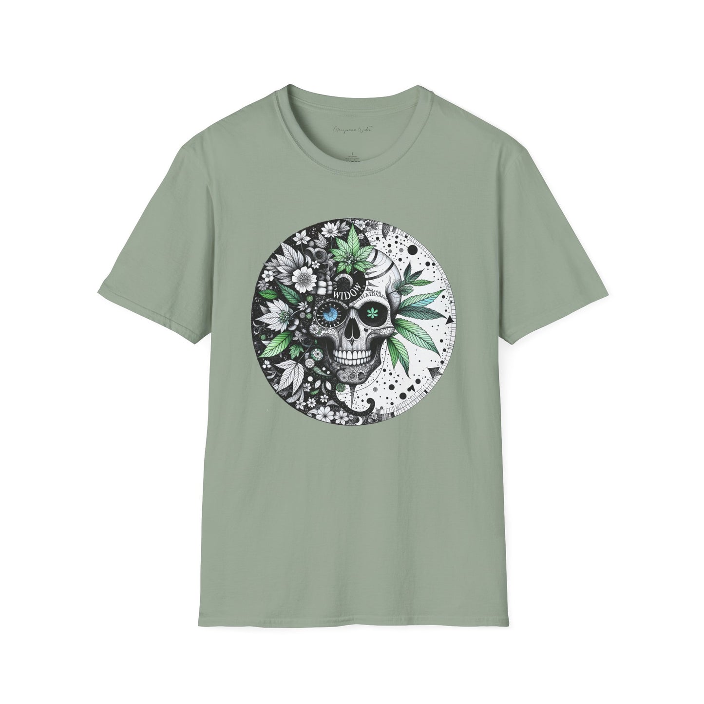 Skull Floral Tee — 'Widow' Botanical Day of the Dead Graphic Unisex Soft T-Shirt