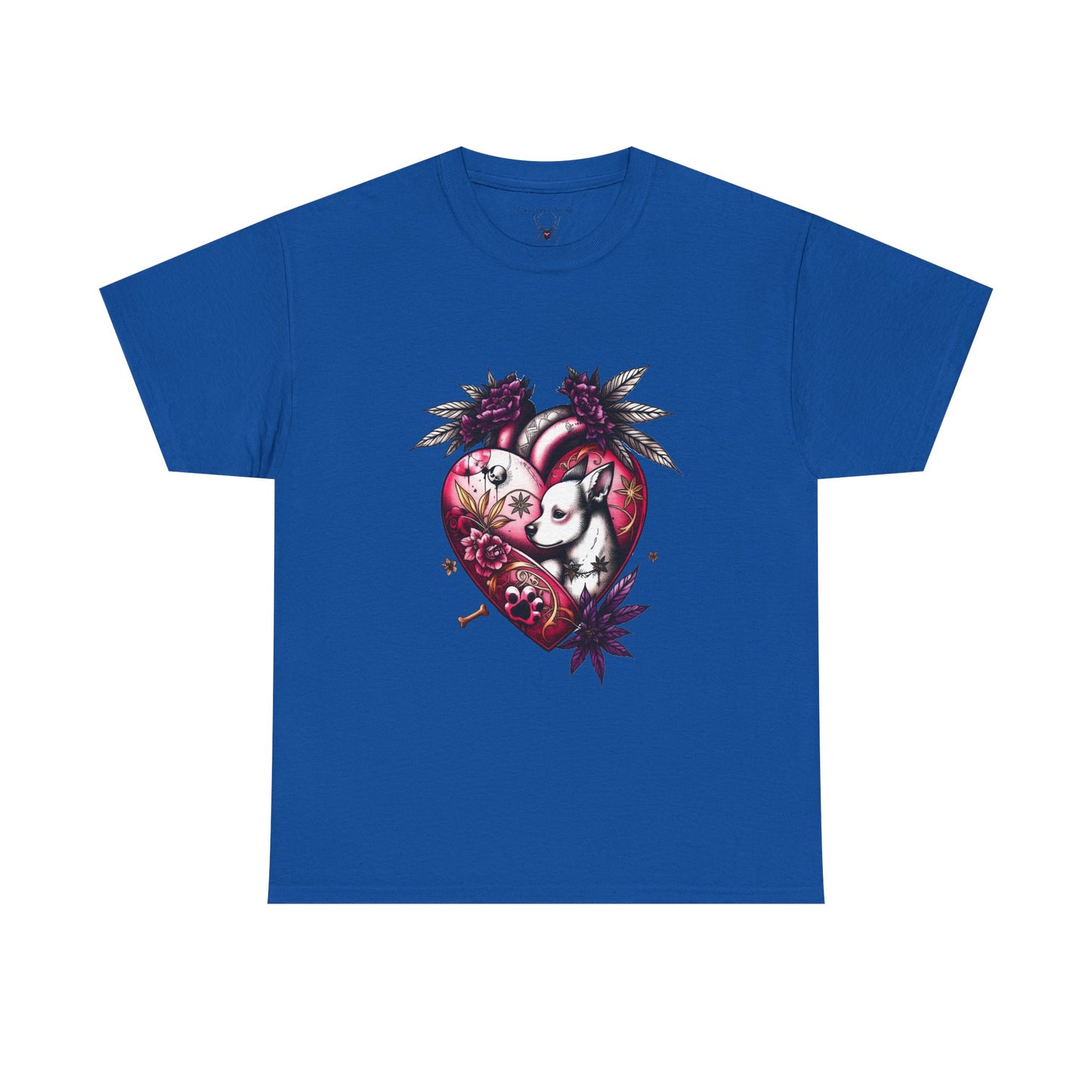 I Love Dogs - Chihuahua Valentine Heart Tee — Gothic Floral Dog Graphic Unisex T-Shirt