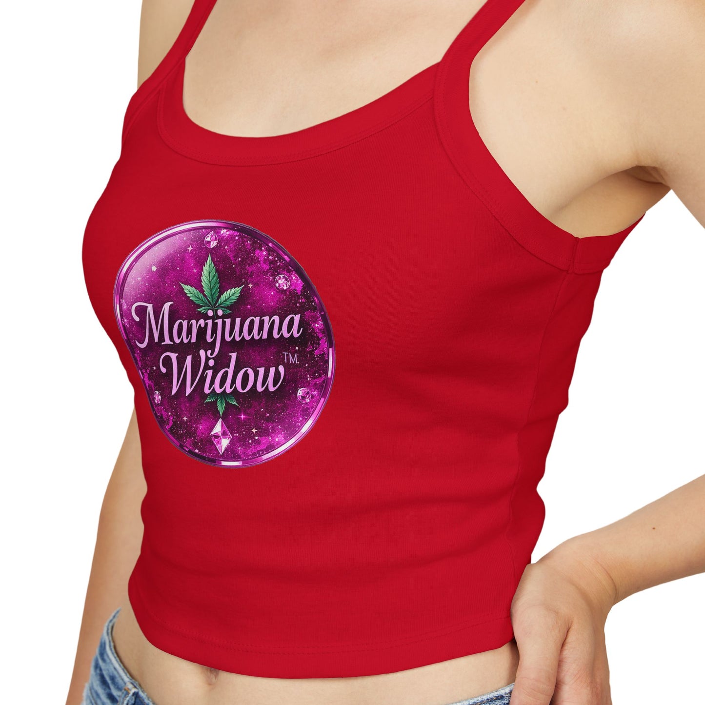 Marijuana Widow Pink Glass Tank Top — Women's Spaghetti Strap Crop