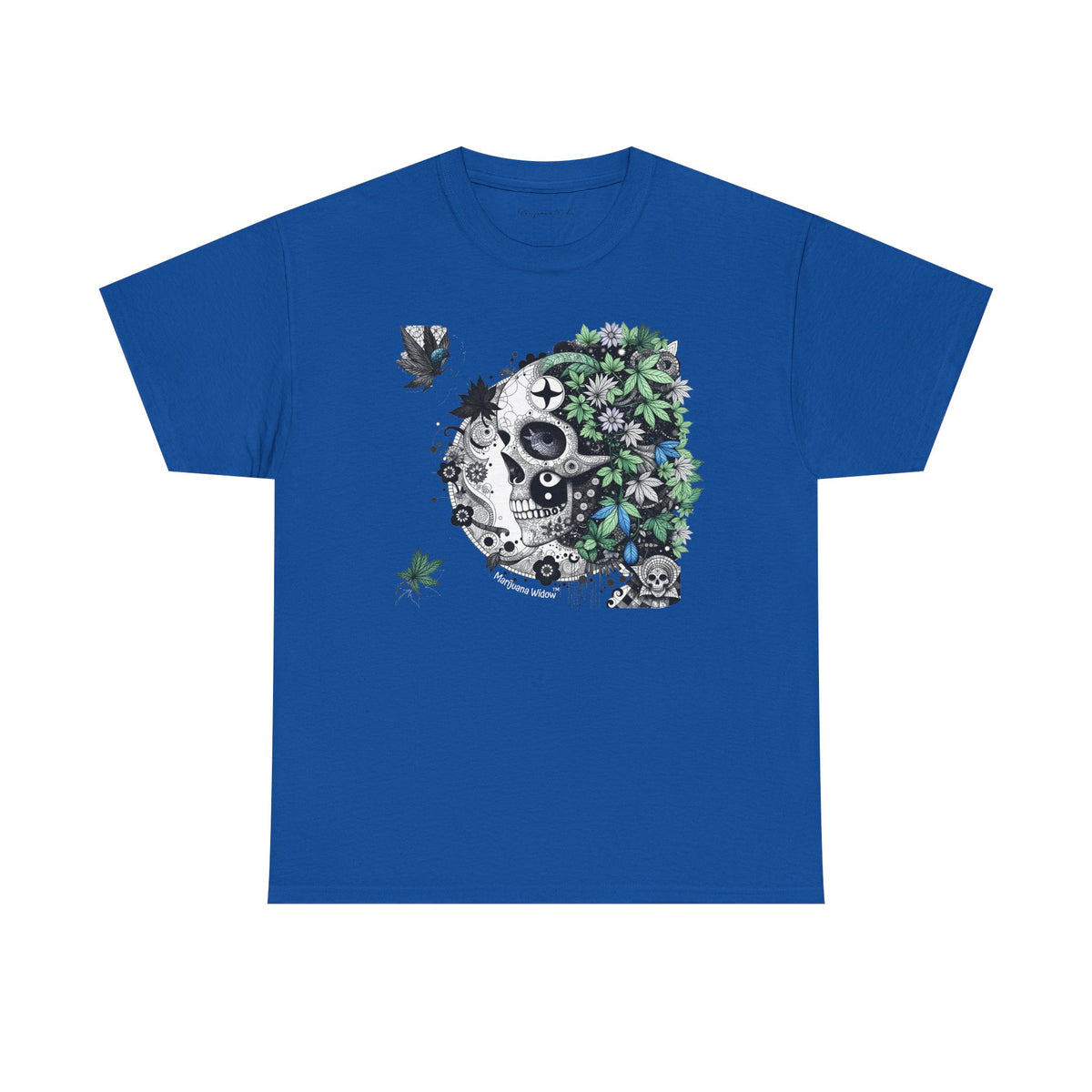 Blowing in the Wind - Skull and Leaves Unisex T-Shirt - Marijuana Widow