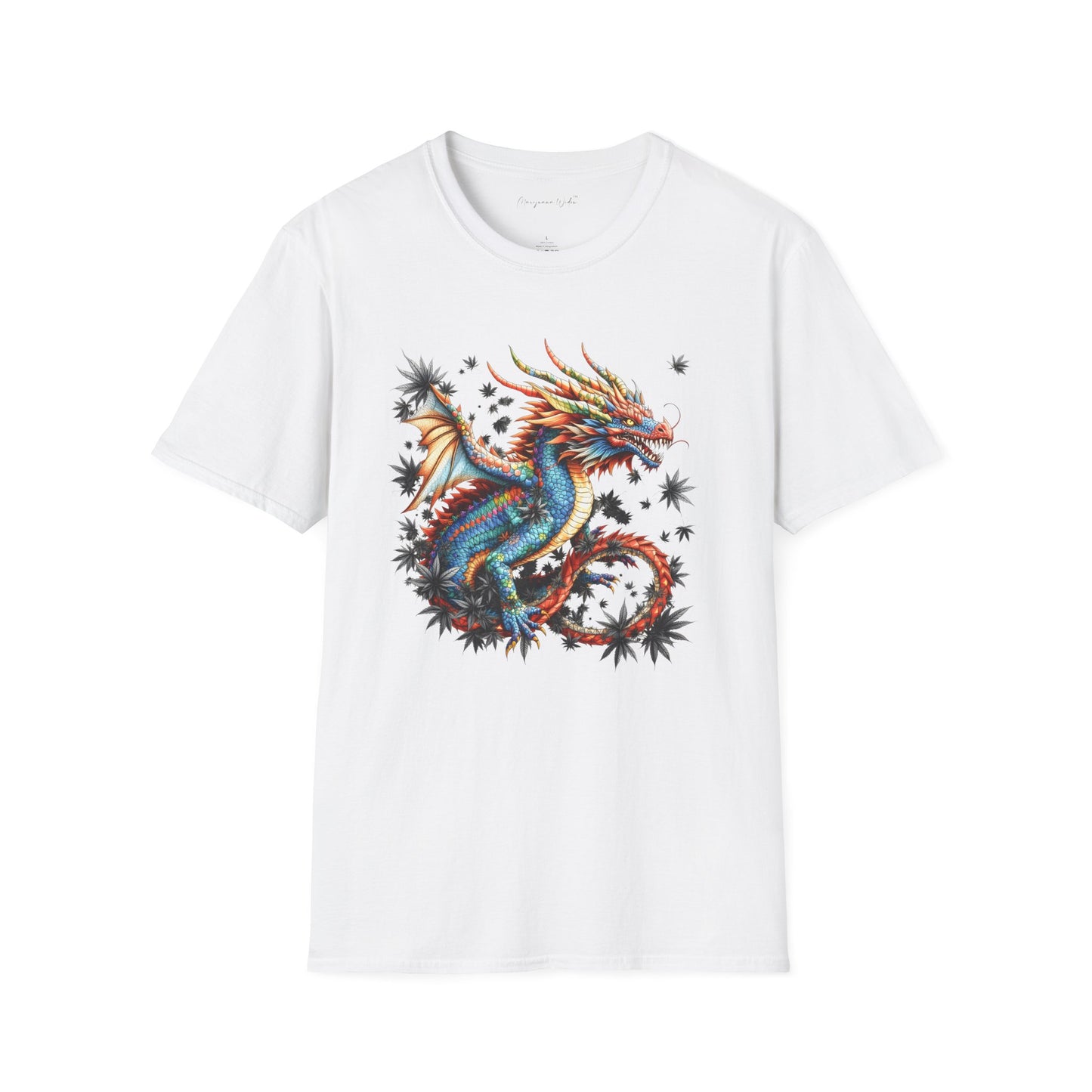 Dragon in Leaves Unisex T-Shirt — Colorful Dragon Graphic Tee
