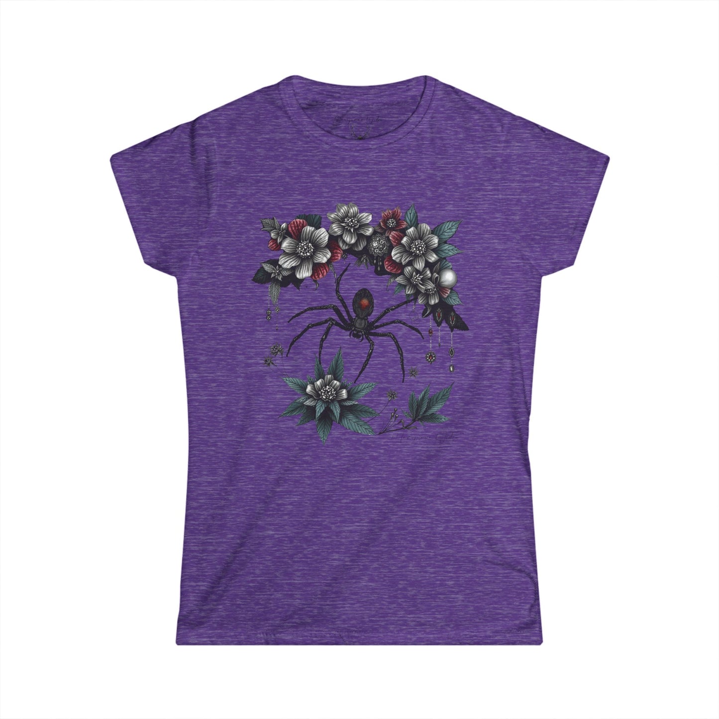 Bejeweled Black Widow Spider Floral - Women's Tee