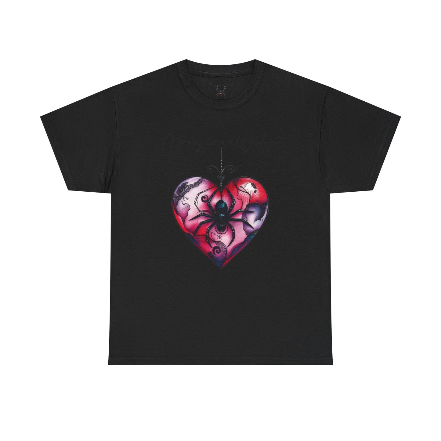 Valentine Heart with Spider Tee — Gothic Valentine Graphic Unisex T-Shirt