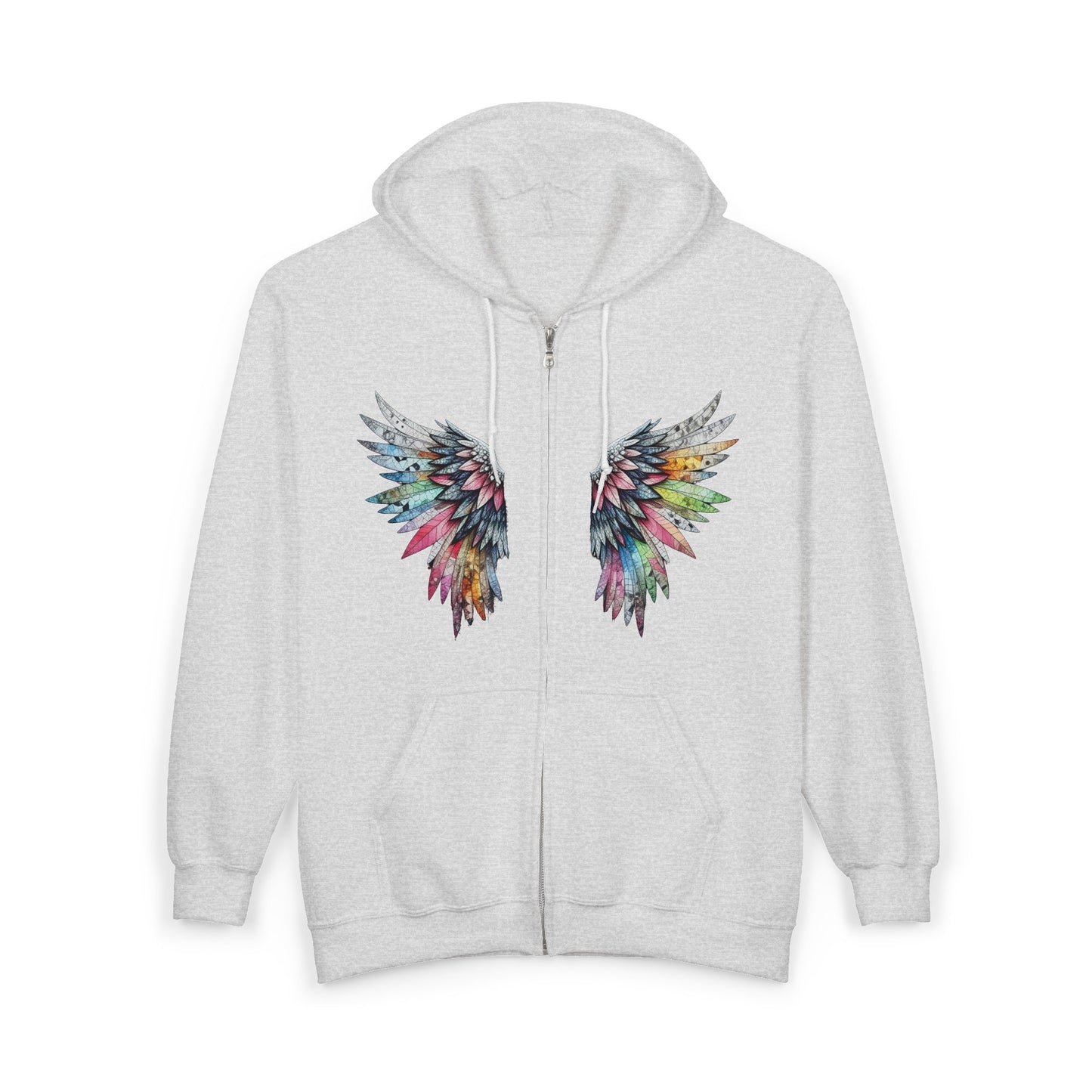 Angel Wings – Watercolor Feathered Wing Design - Full-Zip Hoodie