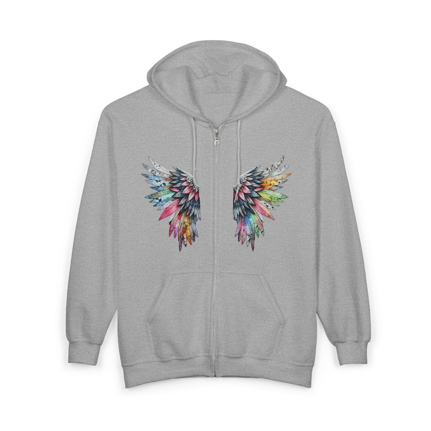 Angel Wings – Watercolor Feathered Wing Design - Full-Zip Hoodie