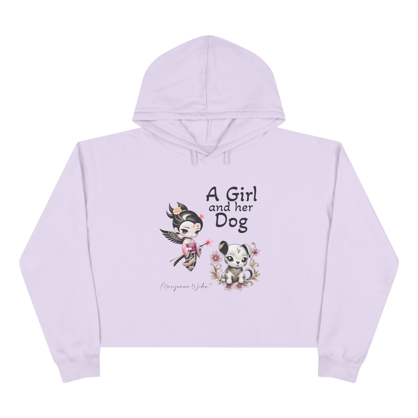 Geisha Angel - A Girl and Her Dog - Crop Hoodie
