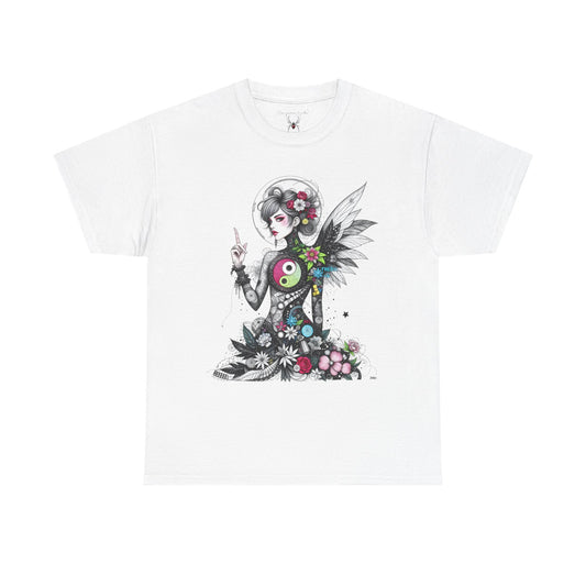Goddess Fairy Girl Ying Yang — Whimsical Botanical Art Unisex T-shirt