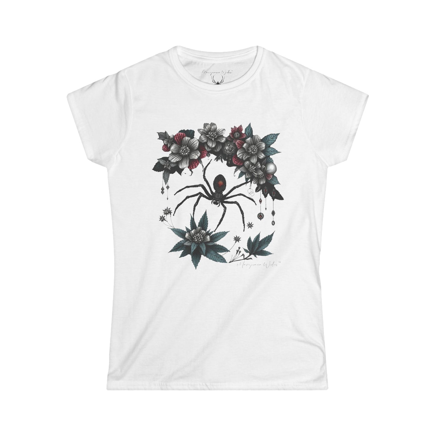 Bejeweled Black Widow Spider Floral - Women's Tee