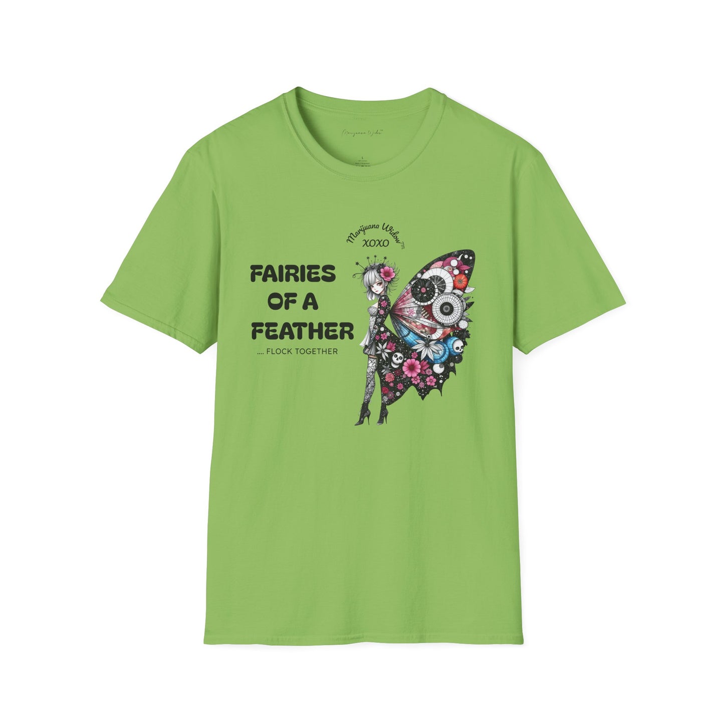 Fairies of a Feather T-Shirt — Floral Skull Wing Graphic Unisex Tee