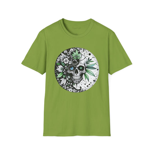 Skull Floral Tee — 'Widow' Botanical Day of the Dead Graphic Unisex Soft T-Shirt