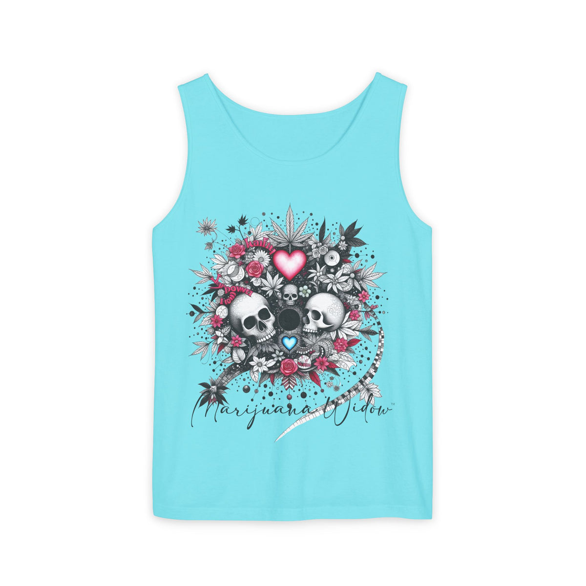 Skull & Roses Tank Top — Romantic Gothic Floral Graphic - Unisex Tank Top - Marijuana Widow