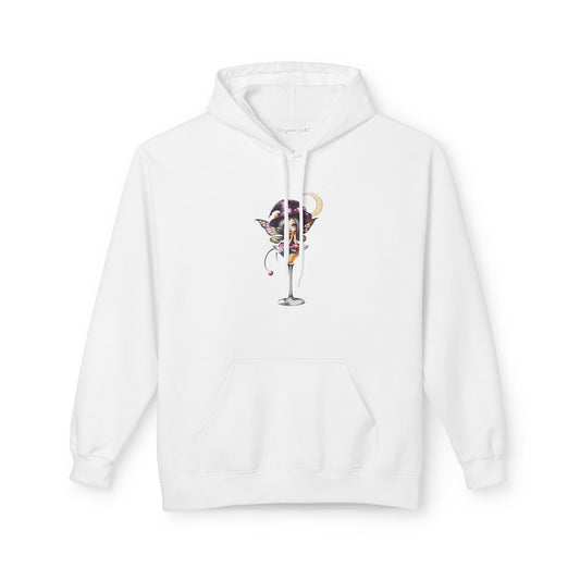 Halloween Fairy - Martini Bath Graphic Unisex Hoodie — Retro Cocktail Illustration - Marijuana Widow