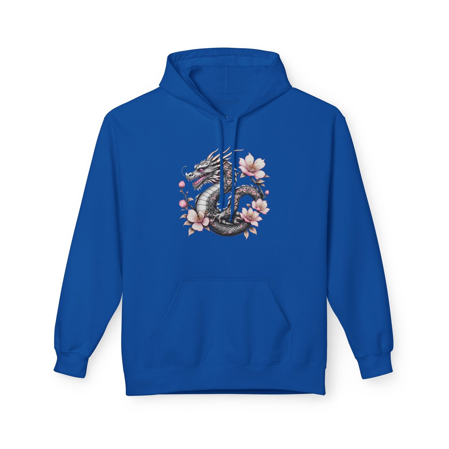 Asian Influence - Floral Dragon Hoodie – Watercolor Sakura Yin-Yang Design - Unisex Sweatshirt