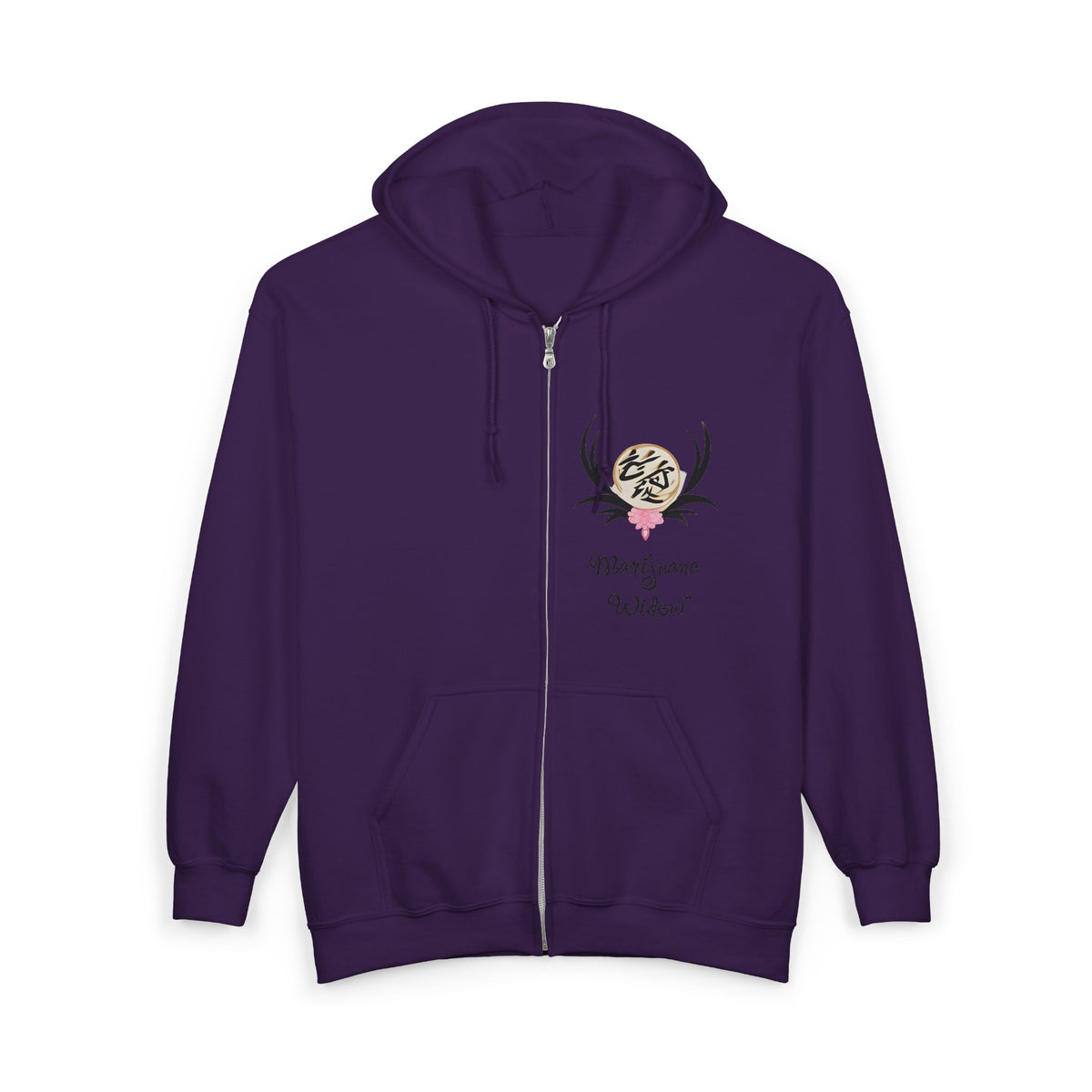 Dragon Sakura Zip Hoodie — Japanese Floral Dragon Full-Zip Unisex Sweatshirt - Marijuana Widow