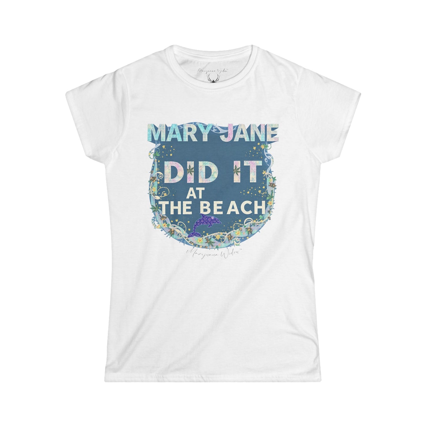 Mary Jane Did It at the Beach Again Tee — Cute Dolphin Graphic Women's Shirt