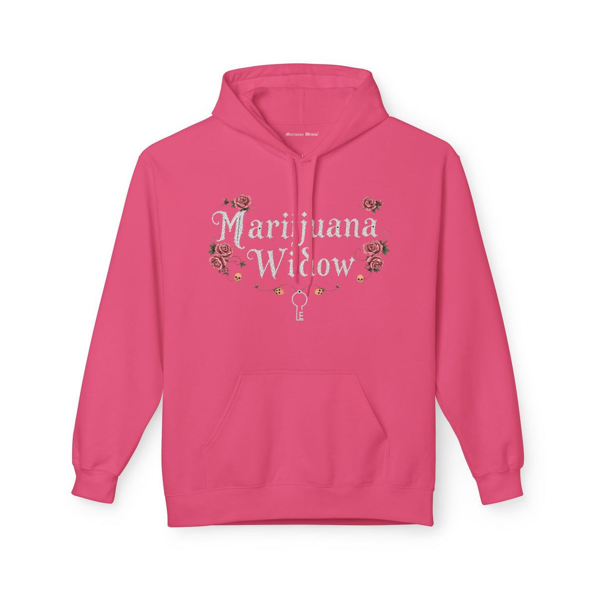 Marijuana Widow "Heart Aperture" - Pink Rose with Lace and Skulls Floral Hoodie - Marijuana Widow
