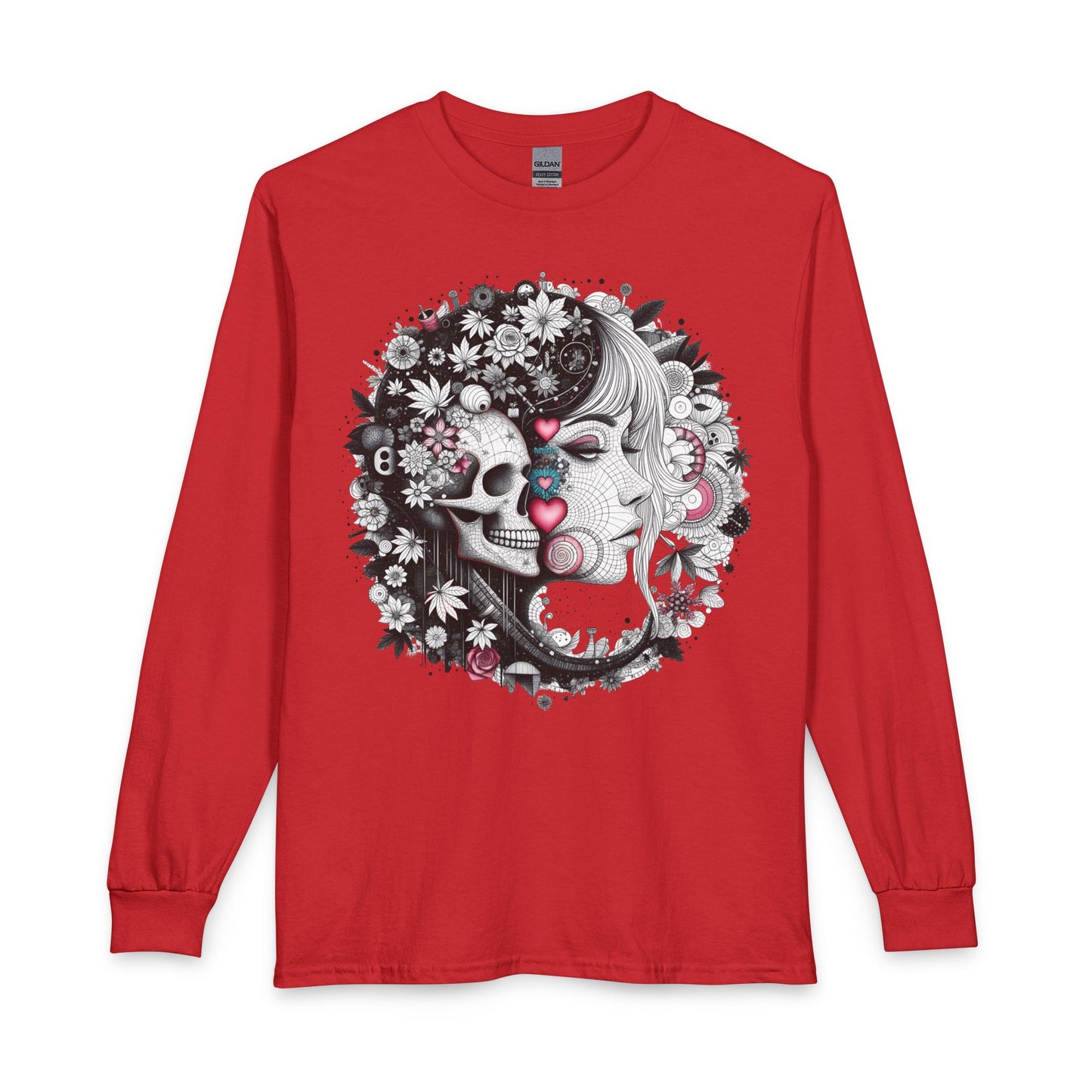 Skull & Mary Floral Long Sleeve Tee — Day of the Dead Romance
