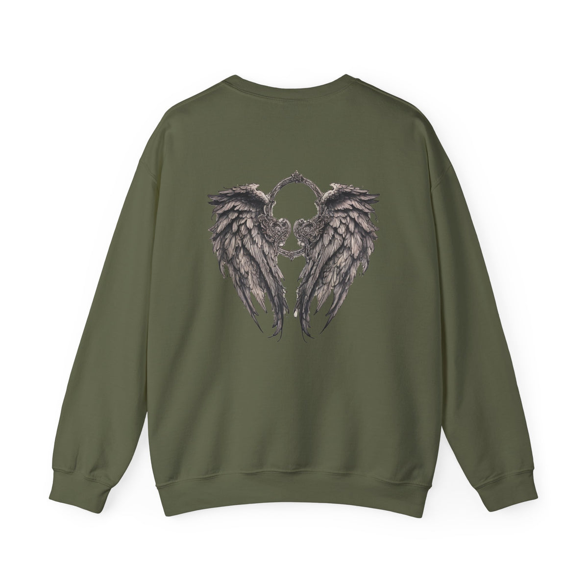 Marijuana Widow Gothic Angel Wings Sweatshirt - Wings Skulls Graphic Front and Back - Marijuana Widow