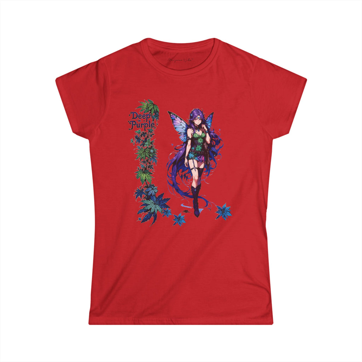 Deep Purple - Fairy Anime T-Shirt — Purple Winged Fairy Illustration - Marijuana Widow
