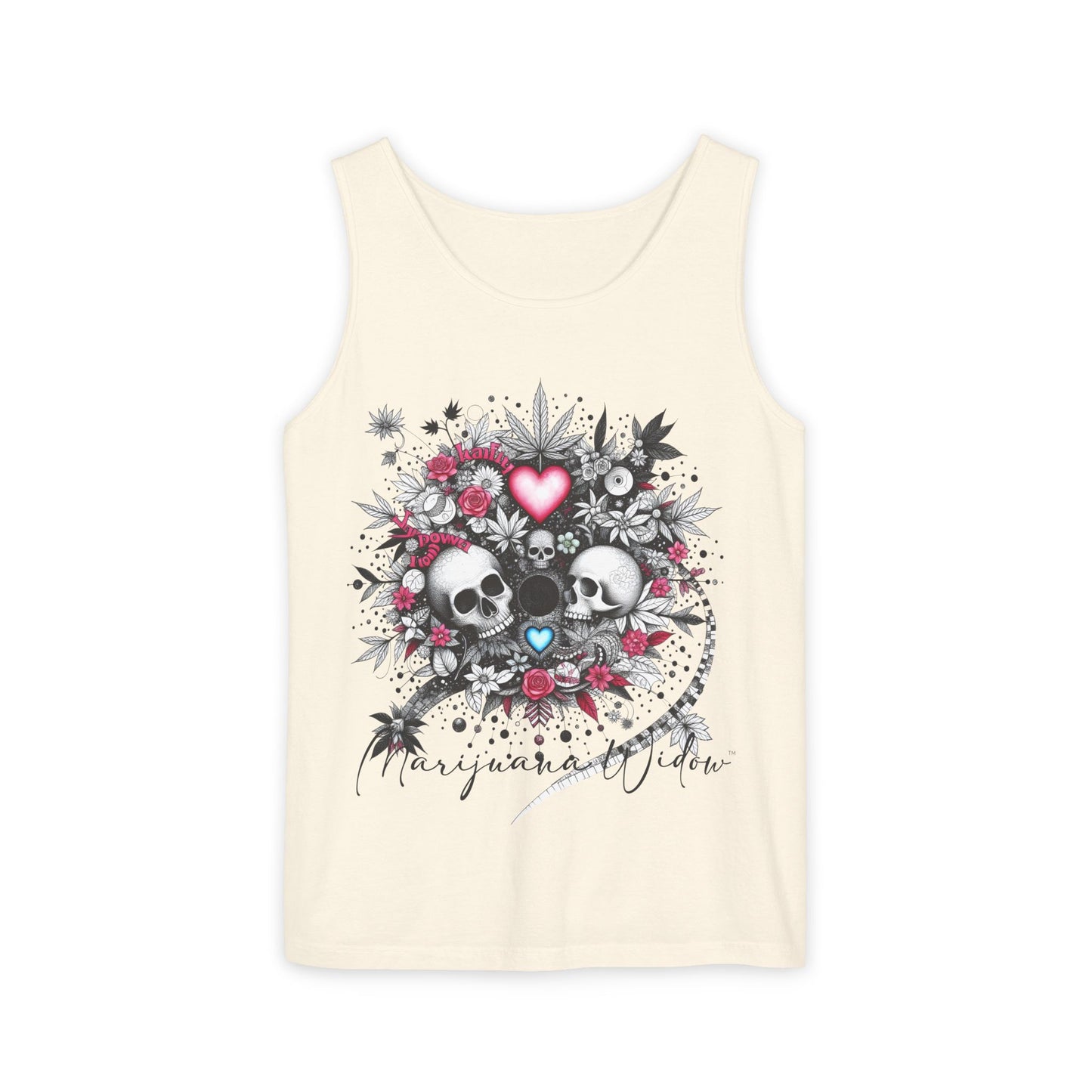 Skull & Roses Tank Top — Romantic Gothic Floral Graphic - Unisex Tank Top
