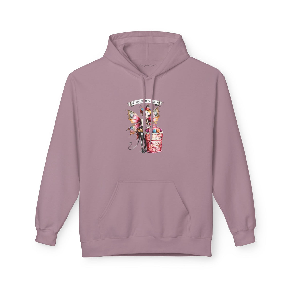 Fairy Butterfly - Happy Birthday to Me - Unisex Hoodie - Fairy and Cat with a Birthday Cake Sweatshirt - Marijuana Widow