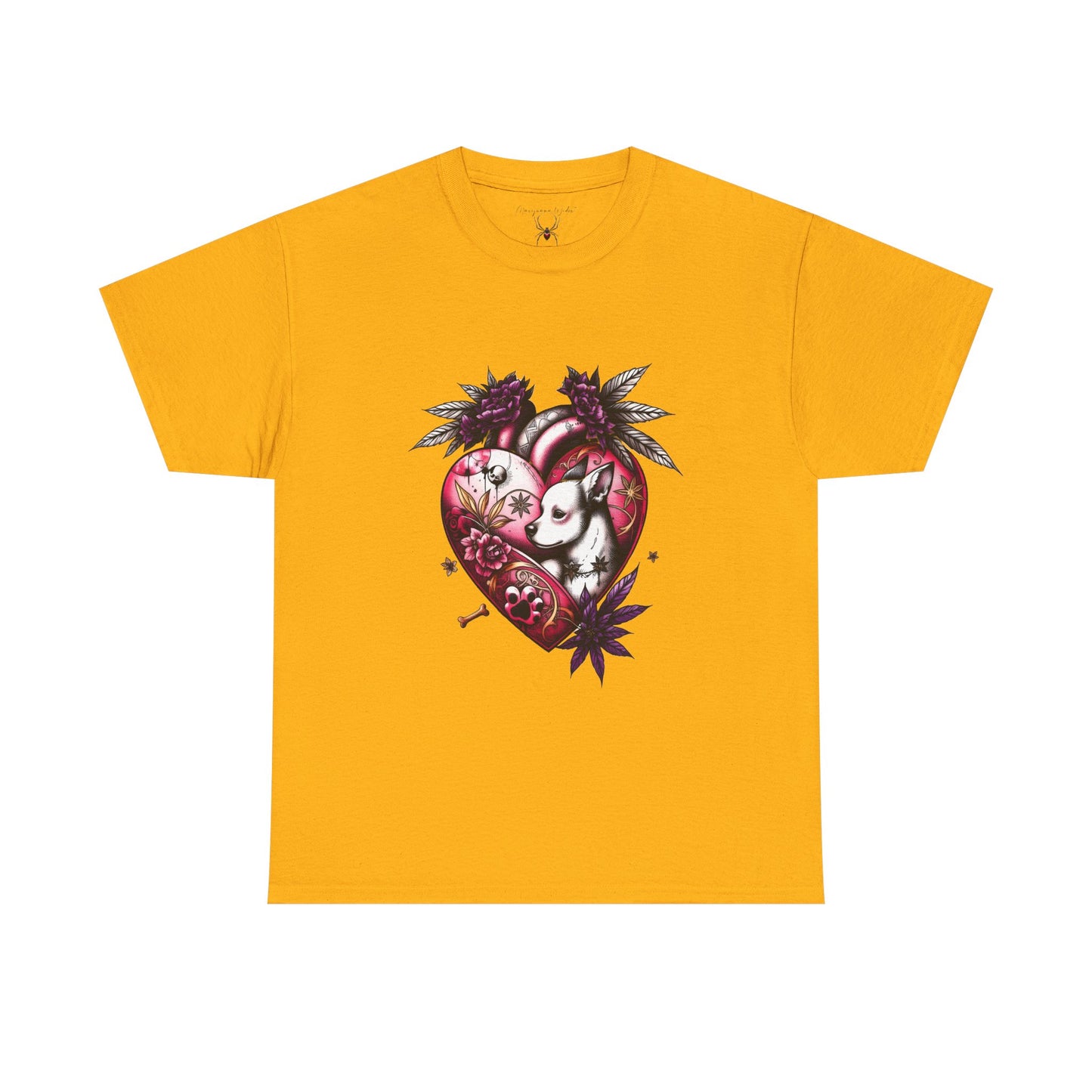 I Love Dogs - Chihuahua Valentine Heart Tee — Gothic Floral Dog Graphic Unisex T-Shirt
