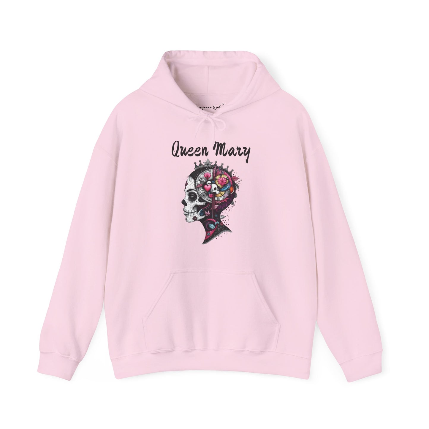 Queen Mary - Skull Floral Leaf Ying Yang Hoodie — Gothic Day of the Dead Style Sweatshirt