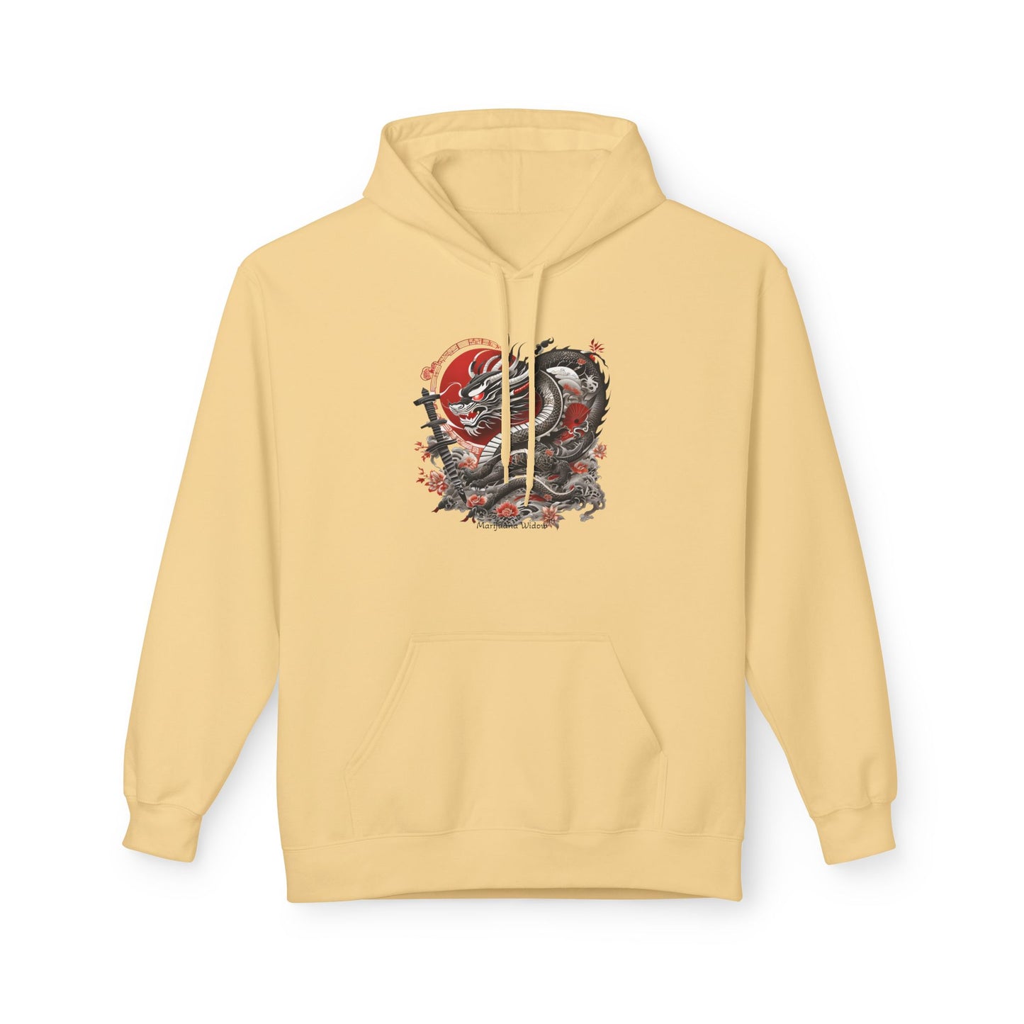 Koi Dragon Hoodie - Japanese Tattoo Style, Red Black - Unisex Sweatshirt