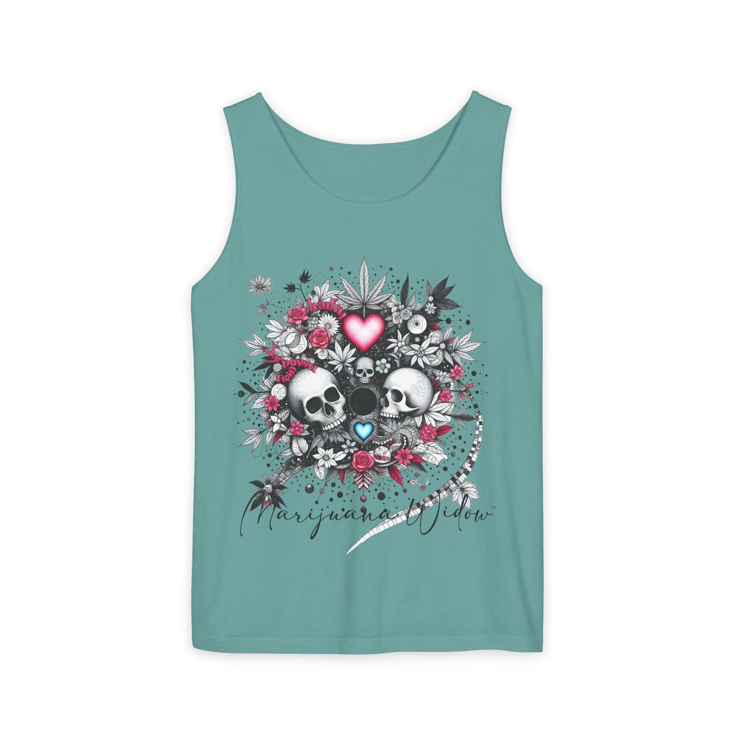 Skull & Roses Tank Top — Romantic Gothic Floral Graphic - Unisex Tank Top