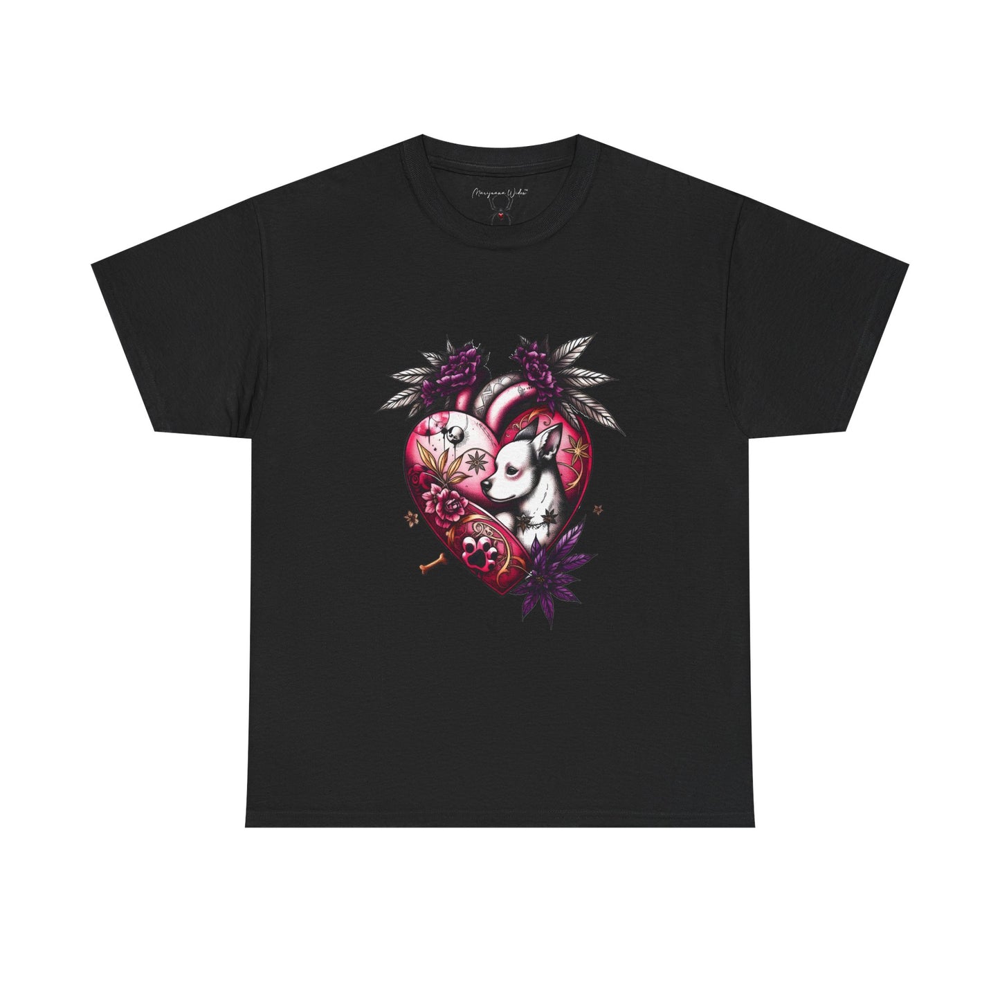 I Love Dogs - Chihuahua Valentine Heart Tee — Gothic Floral Dog Graphic Unisex T-Shirt