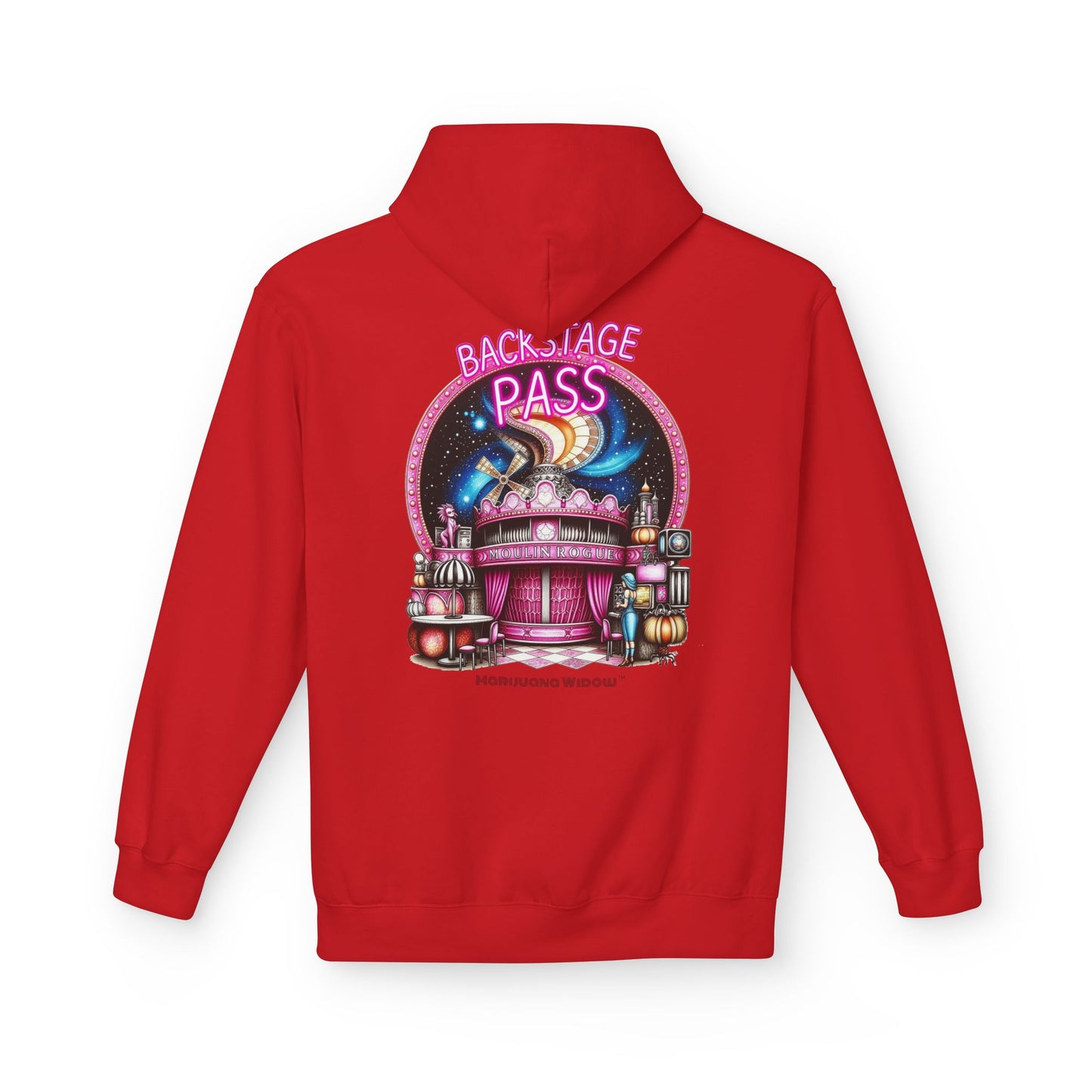 Backstage Pass Hoodie - Boozy Fairy - Neon Burlesque Theater Graphic Unisex Pullover - Marijuana Widow