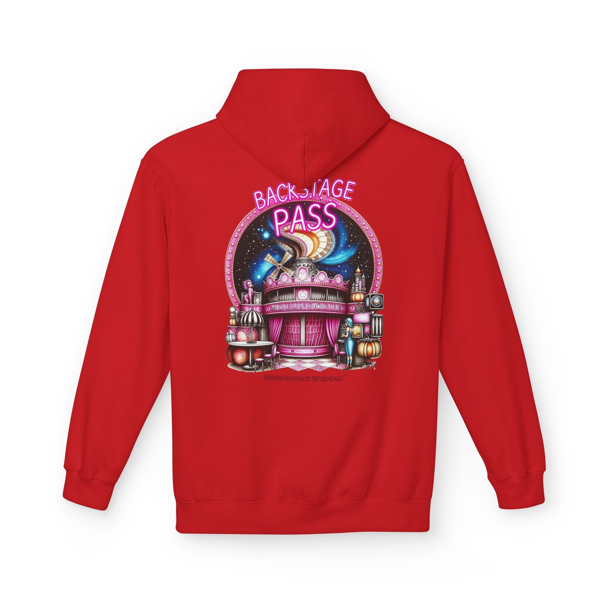 Backstage Pass Hoodie - Boozy Fairy - Neon Burlesque Theater Graphic Unisex Pullover - Marijuana Widow